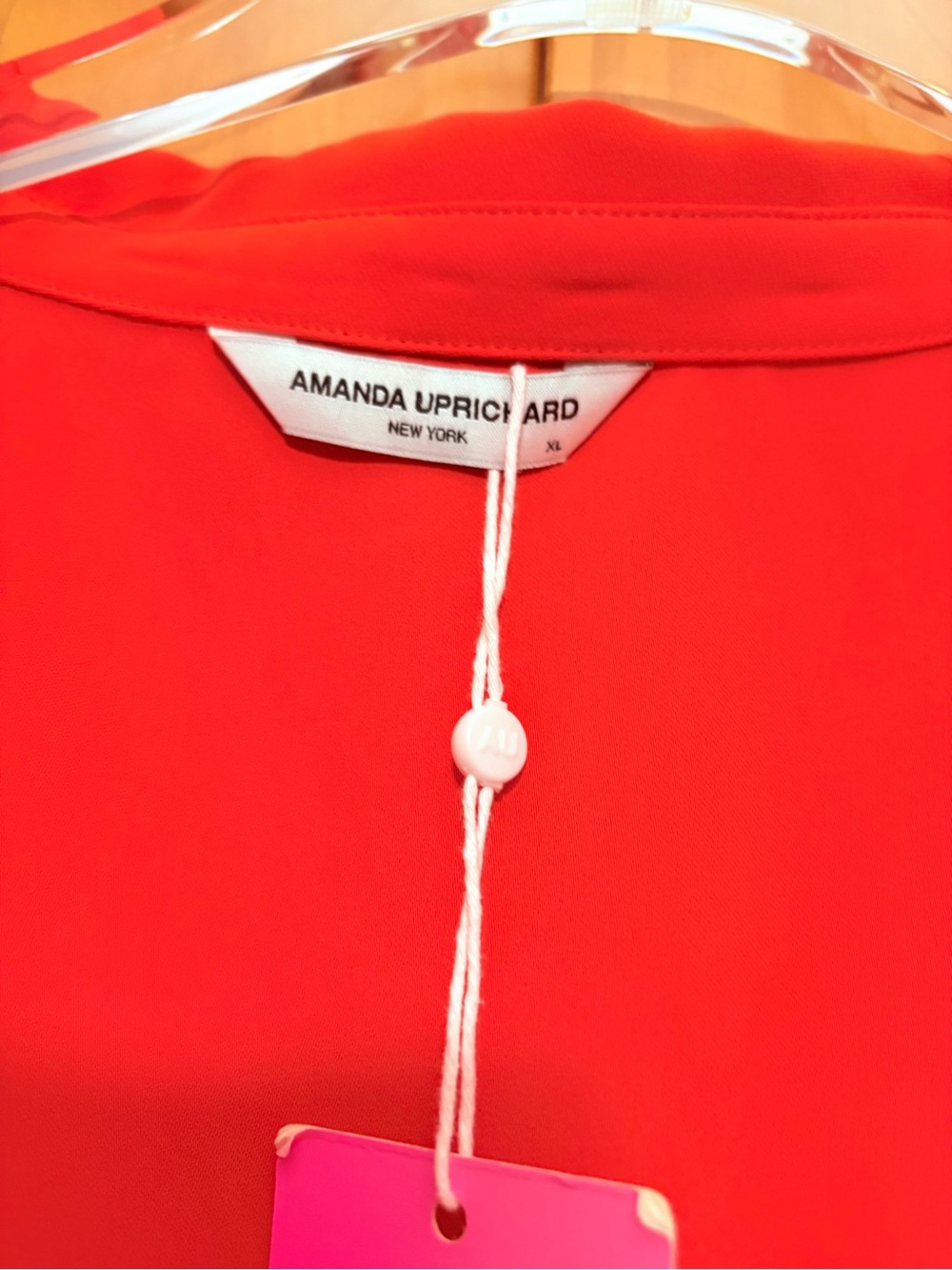 Amanda Uprichard Reya Orange Red Collared Short Sleeve Midi Dress Size XL NWT - Picture 3 of 13